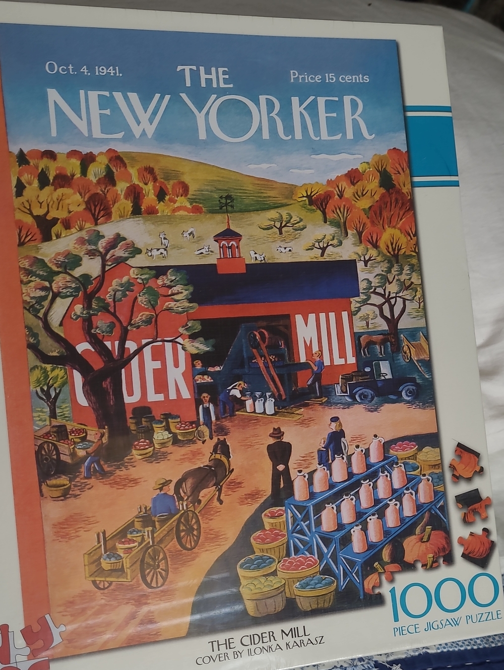 'The Cider Mill' Art Print Puzzle - Blue/Red